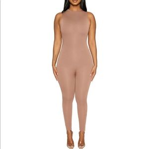 Naked Wardrobe The NW Sleeveless Jumpsuit in Coco